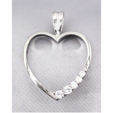 Necklace – 12 PCS Pendant -925 Sterling Silver w/ CZ - Heart - PT-PPT8804CL